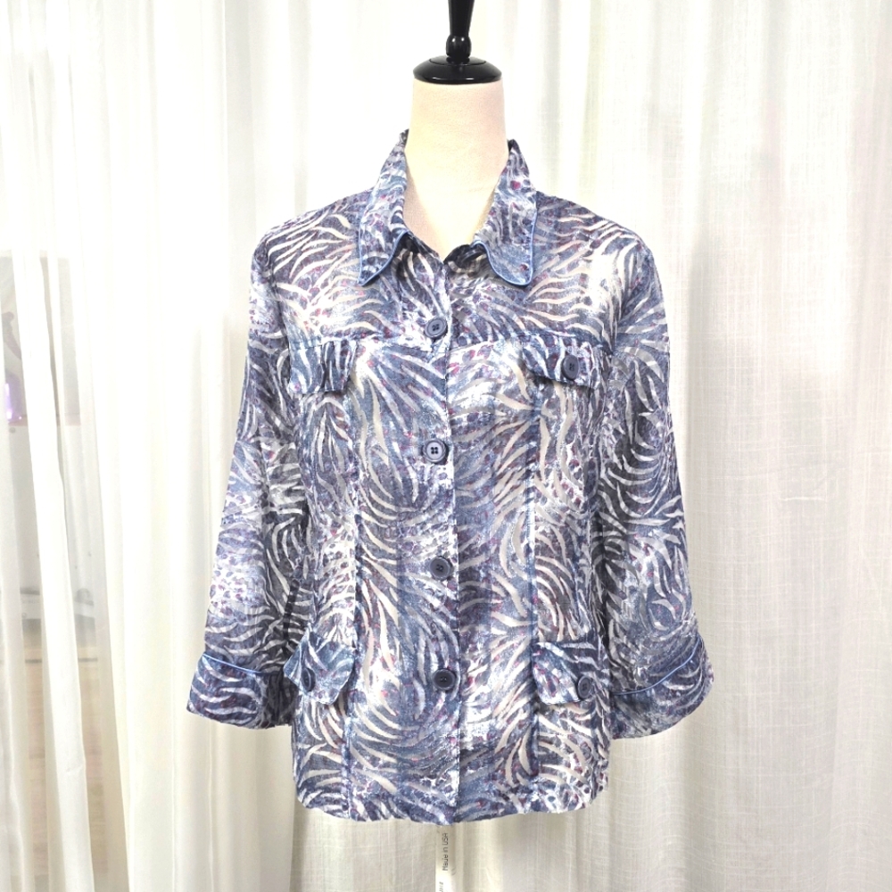 2/$30 Erin London Lightweight‎ Womens Button Down Shirt Size XL Summer Blazer